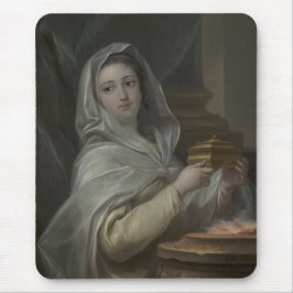 Vrouw portretteerde als een Vestal Maagd (oud Rome Muismat