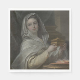 Vrouw portretteerde als een Vestal Maagd (oud Rome Servet