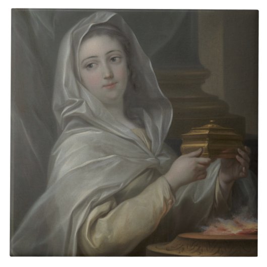 Vrouw portretteerde als een Vestal Maagd (oud Rome Tegeltje (Voorkant)