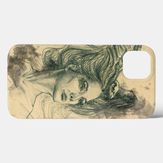 Vrouw portretteert vogelschedel en vleugels Surreë Case-Mate iPhone Case (Achterkant (horizontaal))