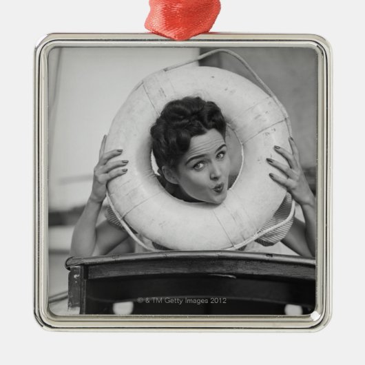 Vrouw Posing 3 Metalen Ornament (Voorkant)