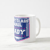 Vrouw Postal Worker First Class Mail Lady Stamp Koffiemok (Voorkant rechts)