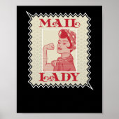 Vrouw Postal Worker Mail Lady Stamp Poster (Voorkant)