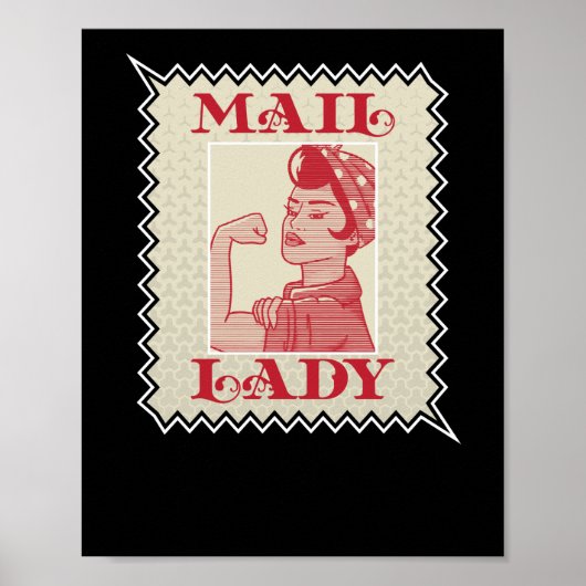 Vrouw Postal Worker Mail Lady Stamp Poster (Voorkant)