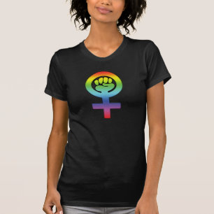 Vrouw Power Feminist Lesbian Rainbow Fist T-shirt