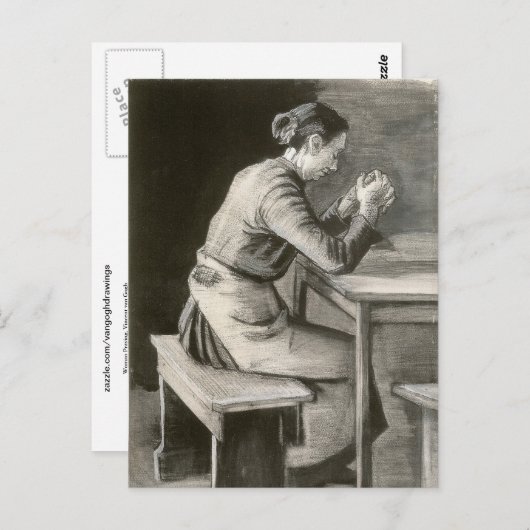 Vrouw Praying, Vincent van Gogh Briefkaart (Voorkant / Achterkant)