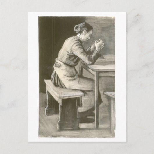 Vrouw Praying, Vincent van Gogh Briefkaart (Voorkant)