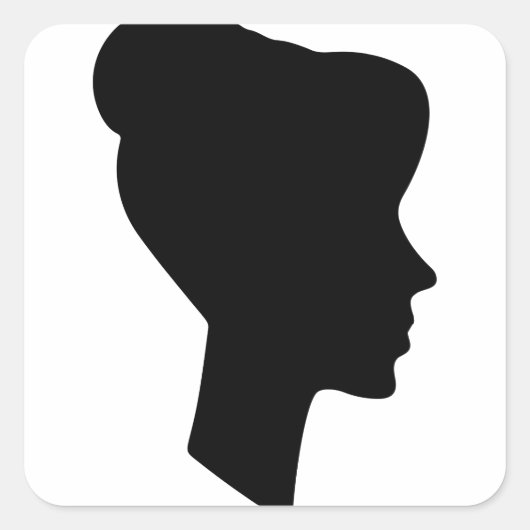 Vrouw profiel Silhouette Vierkante Sticker (Voorkant)