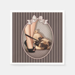 Vrouw & Pug-uppy Servetten