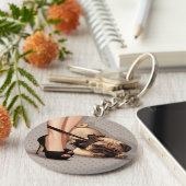 Vrouw & Pug-uppy Sleutelhanger (Zijkant)