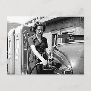 Vrouw Pumping Gas Louisville Kentucky Briefkaart