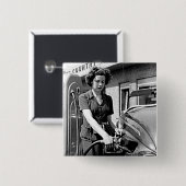 Vrouw Pumping Gas Louisville Kentucky Vierkante Button 5,1 Cm (Voorkant /achterkant)