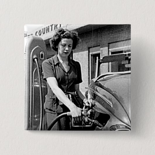 Vrouw Pumping Gas Louisville Kentucky Vierkante Button 5,1 Cm (Voorkant)