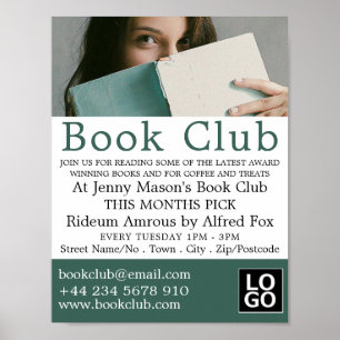 Vrouw Reader, Book Club Adverteren Poster