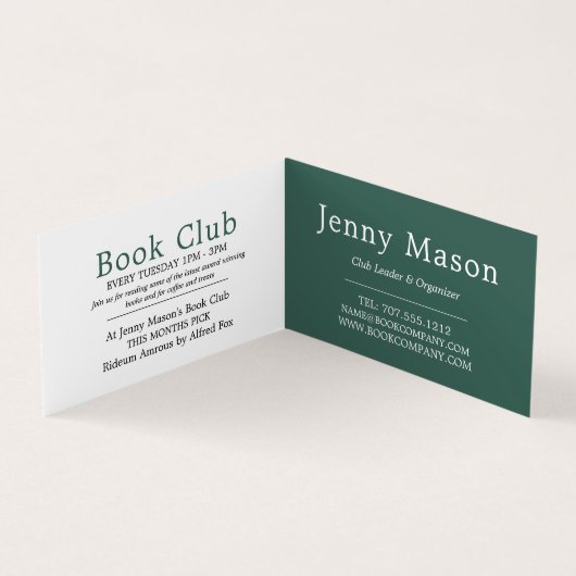 Vrouw Reader, Book Club Gedetailleerd Visitekaartje (Binnen)
