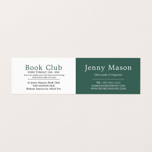 Vrouw Reader, Book Club Gedetailleerd Visitekaartje (Binnenkant ongevouwen)