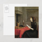 Vrouw Reading, c.1662 Briefkaart (Voorkant / Achterkant)
