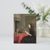 Vrouw Reading, c.1662 Briefkaart (Staand voorkant)