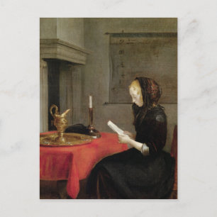 Vrouw Reading, c.1662 Briefkaart