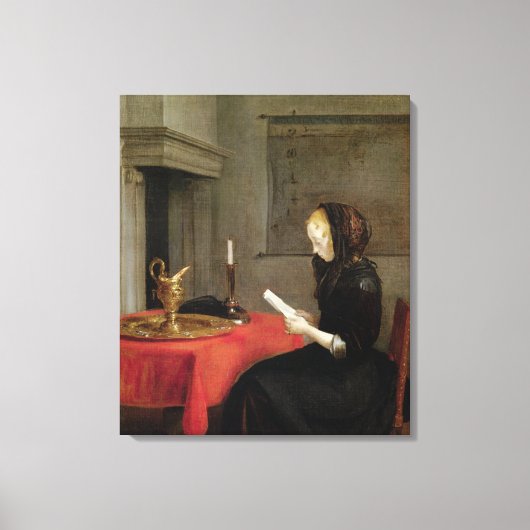 Vrouw Reading, c.1662 Canvas Afdruk (Voorkant)