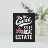 Vrouw Real Estate Agent Funny Broker Girl Briefkaart (Staand voorkant)