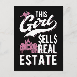 Vrouw Real Estate Agent Funny Broker Girl Briefkaart