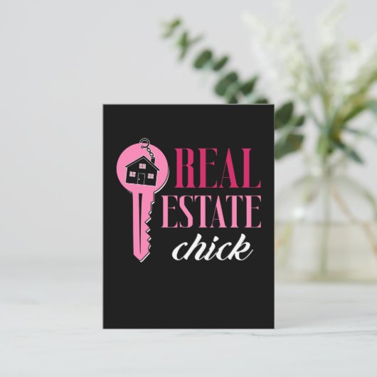Vrouw Real Estate Agent Funny Estate Broker Briefkaart (Staand voorkant)