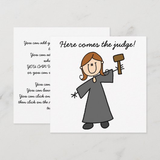 Vrouw Rechter Stick Figuur Uitnodiging (Voorkant / Achterkant)