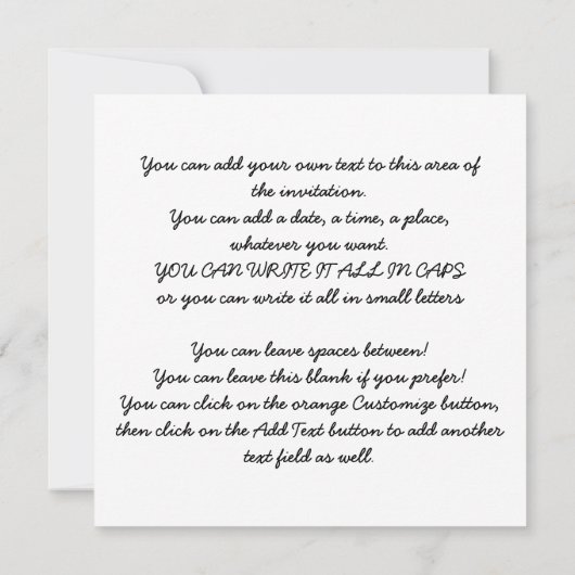 Vrouw Rechter Stick Figuur Uitnodiging (Achterkant)