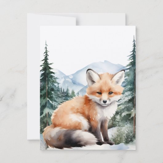 Vrouw Red Fox welp in bos Waterverf Notitiekaartje (Achterkant)