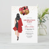Vrouw Red Graduation Party Kaart (Staand voorkant)