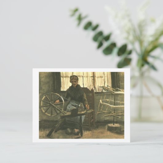 Vrouw Reeling Yarn (F1139) Van Gogh Fine Art Briefkaart (Staand voorkant)