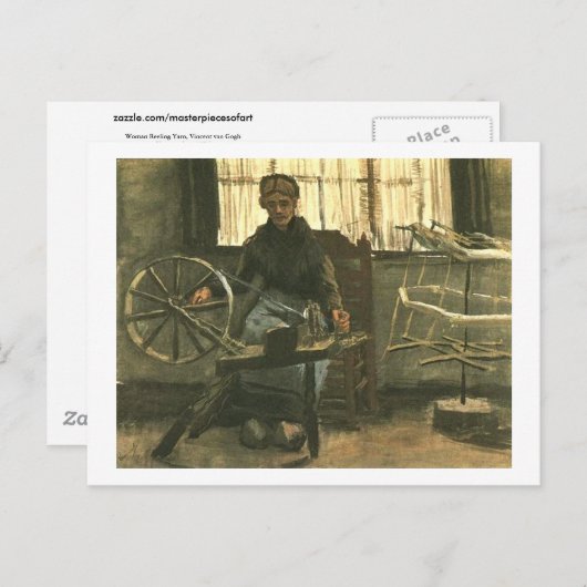 Vrouw Reeling Yarn (F1139) Van Gogh Fine Art Briefkaart (Voorkant / Achterkant)
