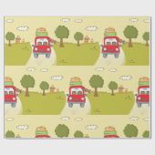 Vrouw reist per auto cadeaupapier (Vlak)