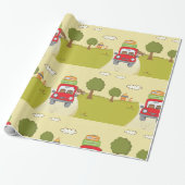 Vrouw reist per auto cadeaupapier (Uitgerold)