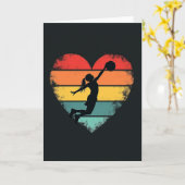 Vrouw Retro Basketbal Hart Kaart (Gele Bloem)