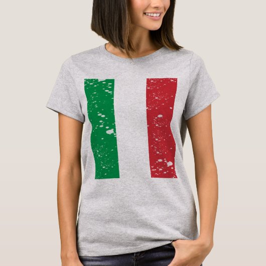 Vrouw  Retro Italiaans Vlaggenland Europa T-shirt (Voorkant)
