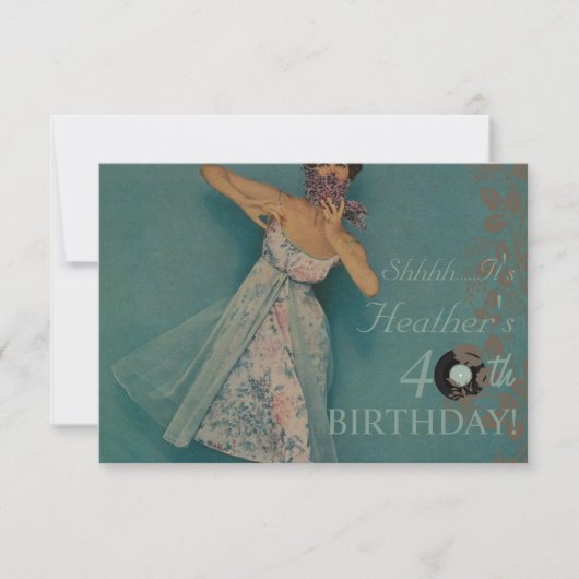Vrouw Retro Stijl Verjaardagsfeest Uitnodigingen (Voorkant)