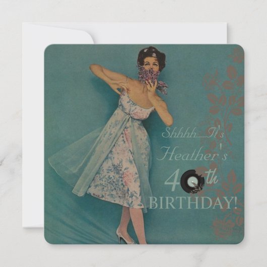 Vrouw Retro Stijl Verjaardagsfeest Uitnodigingen (Voorkant)