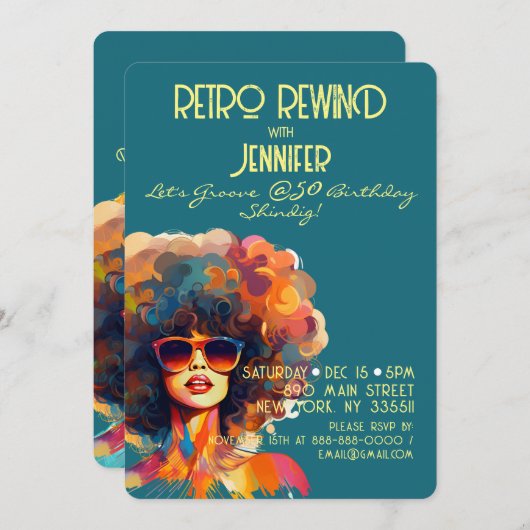 Vrouw Retro Terugspoelen 50e Verjaardag Shindig Pa Kaart (Voorkant / Achterkant)