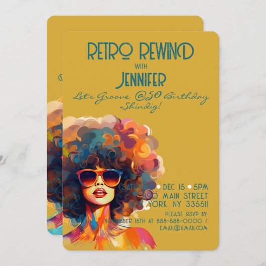 Vrouw Retro Terugspoelen 50e Verjaardag Shindig Pa Kaart (Voorkant / Achterkant)