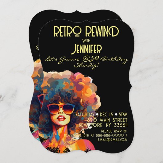 Vrouw Retro Terugspoelen 50e Verjaardag Shindig Pa Kaart (Voorkant / Achterkant)