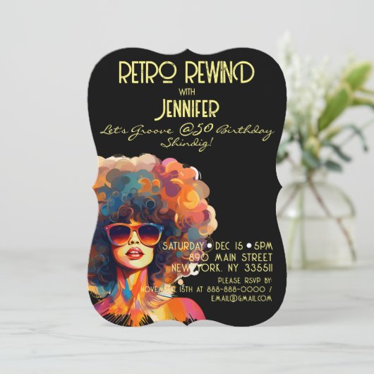 Vrouw Retro Terugspoelen 50e Verjaardag Shindig Pa Kaart (Staand voorkant)