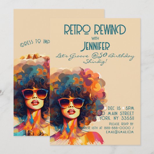 Vrouw Retro Terugspoelen 50e Verjaardag Shindig Pa Kaart (Voorkant / Achterkant)