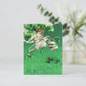 Vrouw Riding Clay Pipe Shamrock Briefkaart (Staand voorkant)