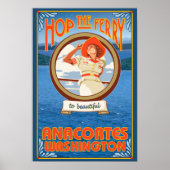 Vrouw Riding Ferry - Anacortes Washington Poster (Voorkant)