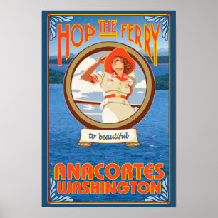 Vrouw Riding Ferry - Anacortes Washington Poster