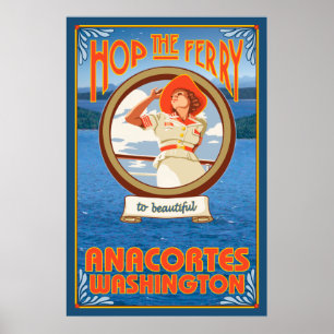 Vrouw Riding Ferry - Anacortes Washington Poster