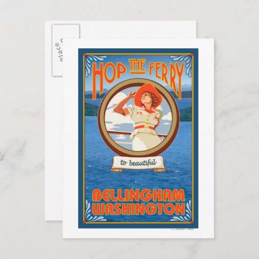 Vrouw Riding Ferry - Bellingham, Washington Briefkaart (Voorkant / Achterkant)