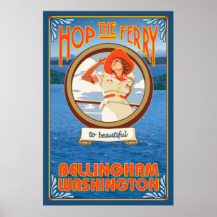 Vrouw Riding Ferry - Bellingham, Washington Poster